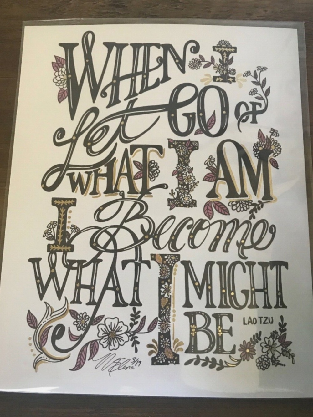Margot Elena Lao Tzo Gold Foil Print 8 x 10 Exclusive, brand new, art, decor